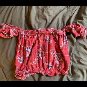 Cropped, over the shoulder floral top